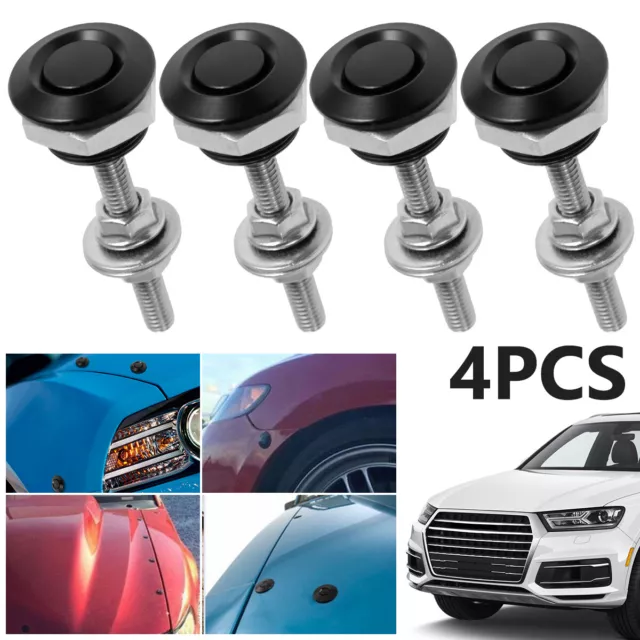 4∠Vehicle Hood Pins Lock Clip Push Button Bonnet Quick Release Latch Bumper ⏰