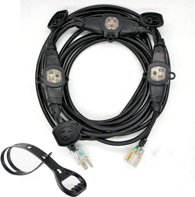 Cable de extensión de alimentación exterior calibre 14 Yodotek 25 pies, cuatro cables de salida. Múltiples Ev