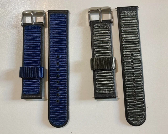 CINTURINO PER OROLOGIO NYLON ESTERNO/GOMMA INTERNO COLORI BLU  GRIGIO 16mm 20mm