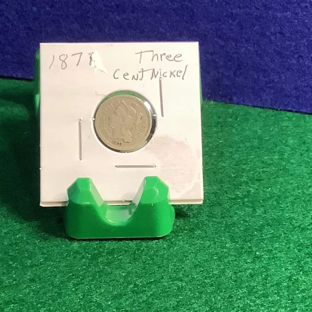 1871 Three Cent Nickel 3Cn Us Rare Coin !!!