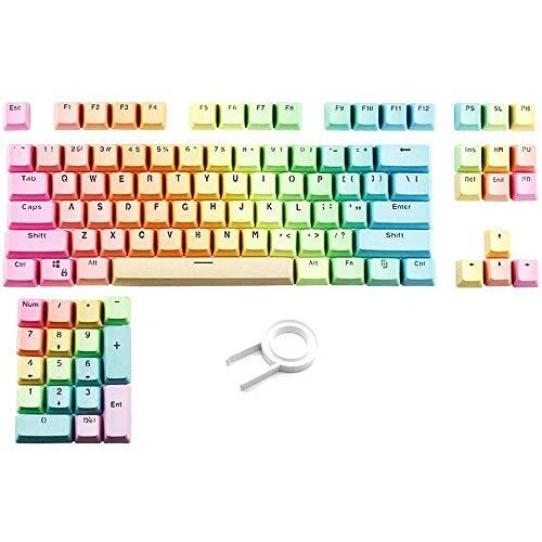 Lot de 104 touches rétroéclairées PBT - 104 touches - Capuchons colorés - Pro...
