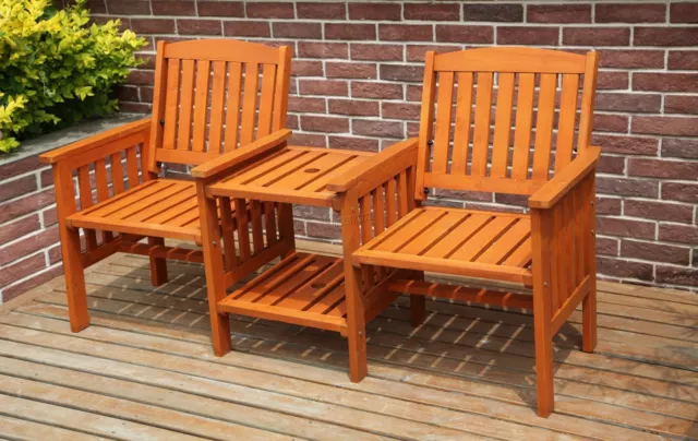 2 seater bench with table outlet