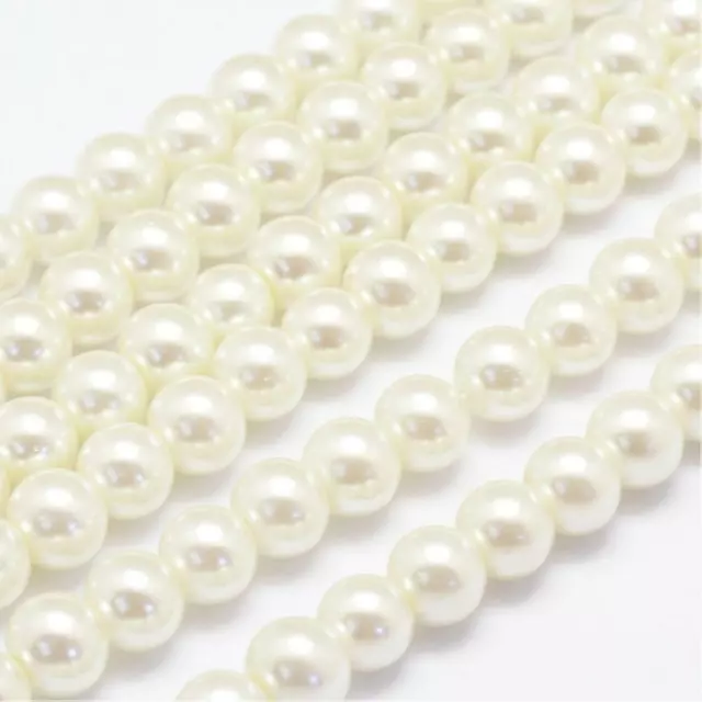 Glass Pearl Beads Pearlised Round Imitation Pearls 3mm 4mm 6mm 8mm Good Quality
