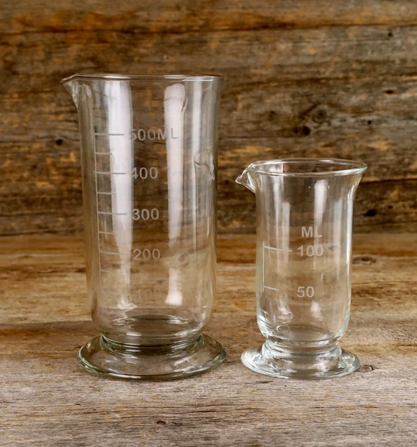 Vintage Pyrex Beakers Pair 500ml & 100ml