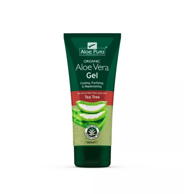 1 Pack of Aloe Pura Skin Treatment - Aloe Vera Organic Gel with Tea Tree - 200ml