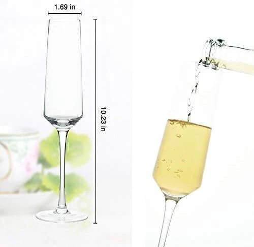 4pack Clear 8.5 oz Crystal Champagne Glasses Wine Stemware Flutes 100% Lead-Free