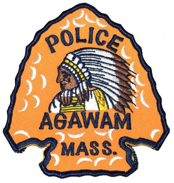 AGAWAM MASSACHUSETTS MA Sheriff or Police Patch ARROW SHAPE INDIAN NATIVE