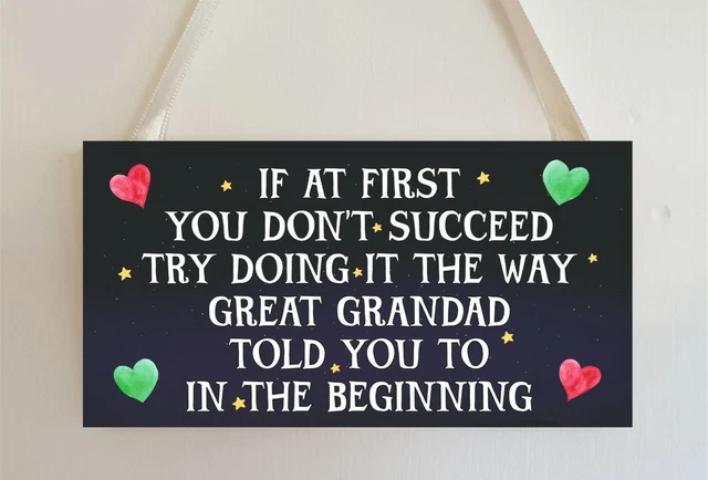Tolles Opa Plakette Geschenk - wenn Sie zuerst nicht erfolgreich sind - lustiges Neuheitsgeschenk