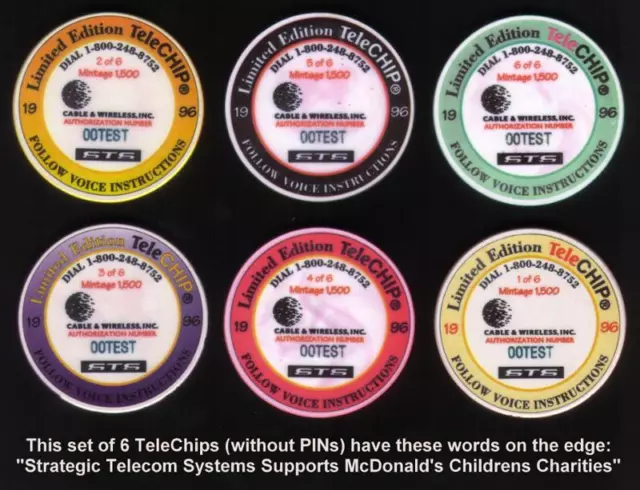 5m Telechip: Ronald Mcdonald Haus Hawaii: Cplt Set Mit 6 No Pins Test Handy Card 2