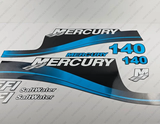 MERCURY 140HP EFI Saltwater outboard engine decals BLUE sticker set ...