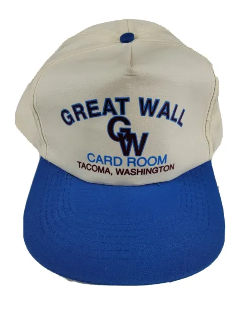 VINTAGE GREAT WALL Card Room Poker Casino Tacoma Washington Hat Cap ...