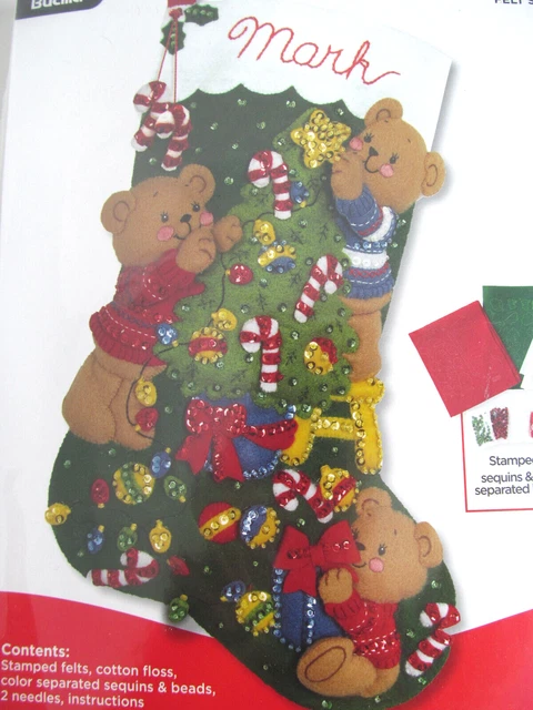 Kit de medias de fieltro de decoración familiar Bucilla Bear 18" 86973E T