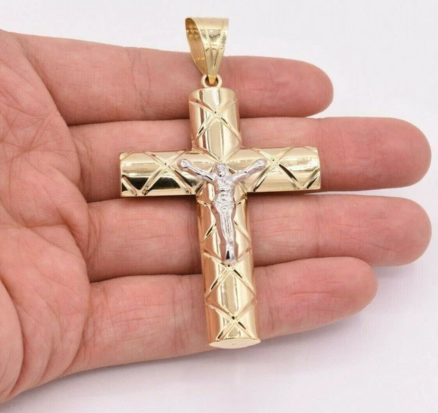 Ciondolo Croce Diamanti 2CT Lab-Grown – Placcato Oro 14k Bicolore – Argento 925 - Foto 3
