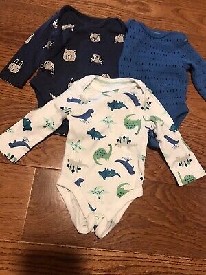 Cloud Island & Old Navy Baby Boy 0-3 months Long Sleeve romper lot of 3