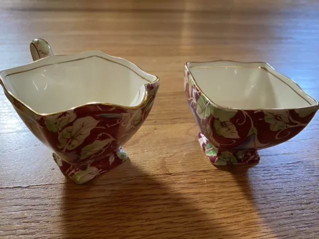 Vintage Royal Winton Grimwades Morning Glory Creamer And Open Sugar Bowl Nice!