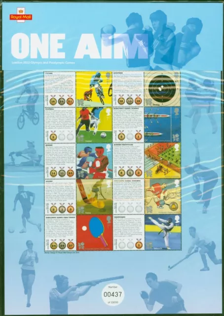 GB Smiler Sheet One Aim London 2012 Olympics & Paralympics Games