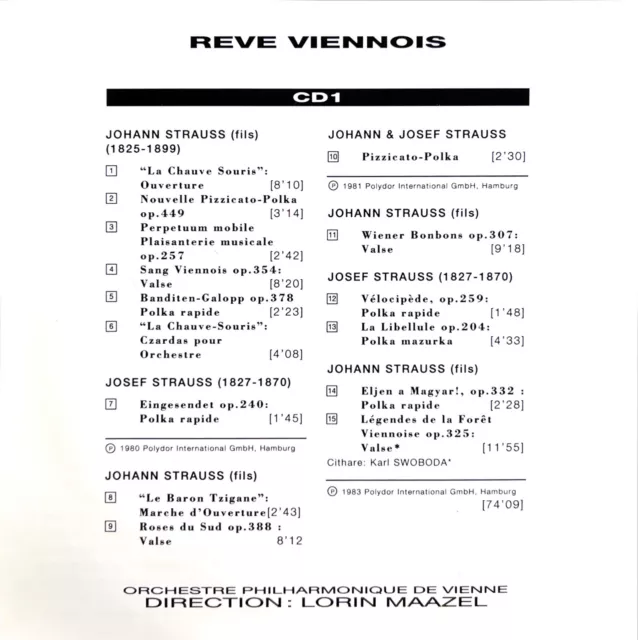 CD Double - Rêve Viennois par l'Orchestre Philharmonique de Vienne 2