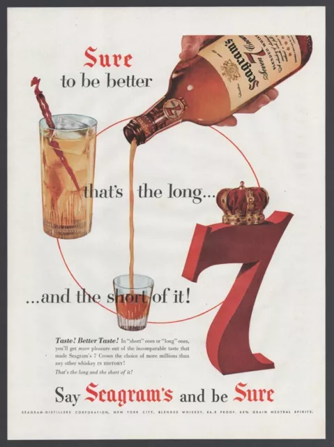 Original Reklame 1954 - Seagram's Seven Crown Whiskey - Whisky, Spirituosen