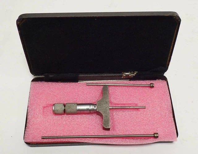 MOORE & WRIGHT TRADITIONAL DEPTH GAUGE MICROMETER w/ INTERCHANGEABLE ...
