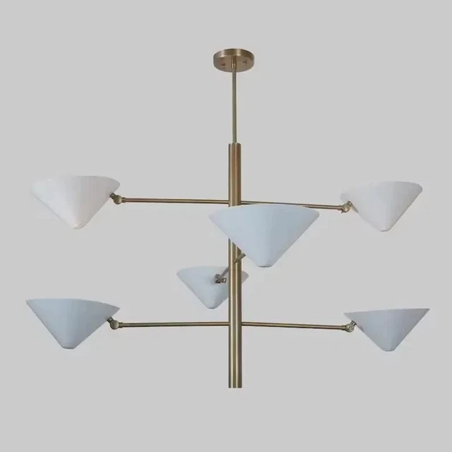 Lustre doré Moderne du Milieu du siècle Grand Globe Blanc à Suspension
