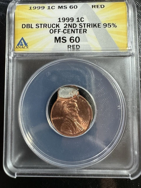 1966 1C LINCOLN Cent 20% Off-Center ANACS MS60 Mint Error