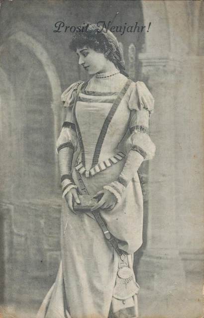 Art Nouveau Happy New Year Woman in a dress staring 06.24