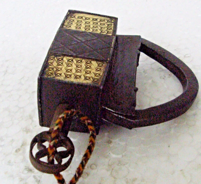 Old Iron Brass Fitted Key Screw System Handcrafted Padlock Large , Rich Patina