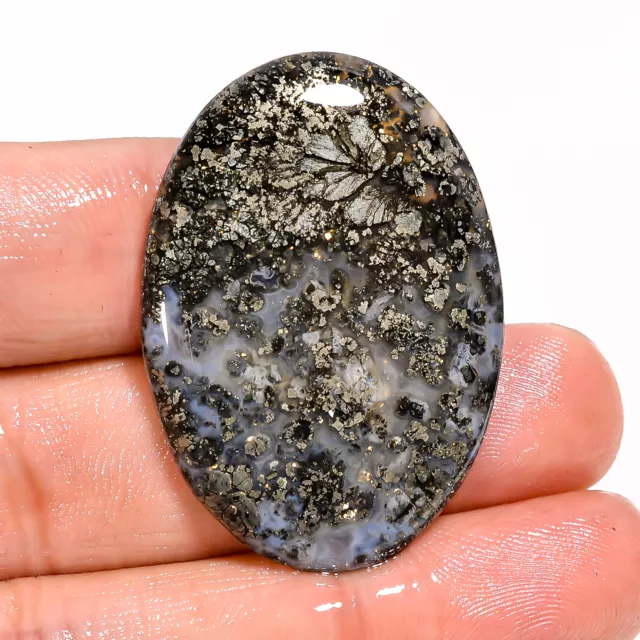 Natural Marcasite Agate Oval Shape Cabochon Loose Gemstone 38X27X5 MM 42.5 Cts.