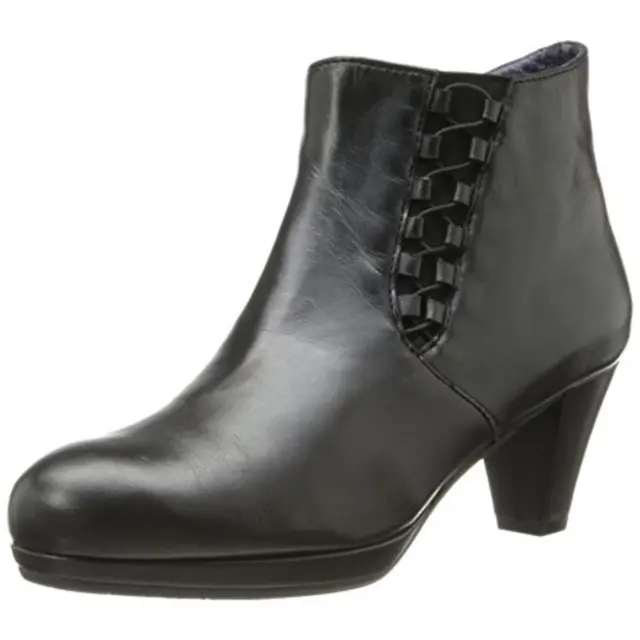 New VANELI Laryssa Black Leather Ankle Short Boots Booties Womens 5 2