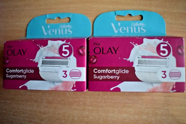 2 x 3 (6) cartucce rasoio Gillette Venus Comfortglide mirtillo donna 5 lame