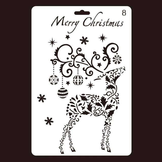 12 piezas Hoja de dibujo Plantilla de pintura navideña Plantillas de dibujo navideño