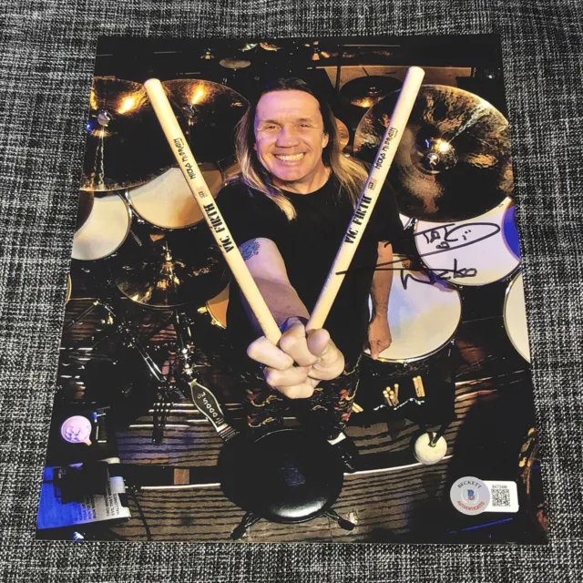 Nicko Mcbrain Signed Autograph 8X10 Photo Iron Maiden Drummer Beckett Bas Coa