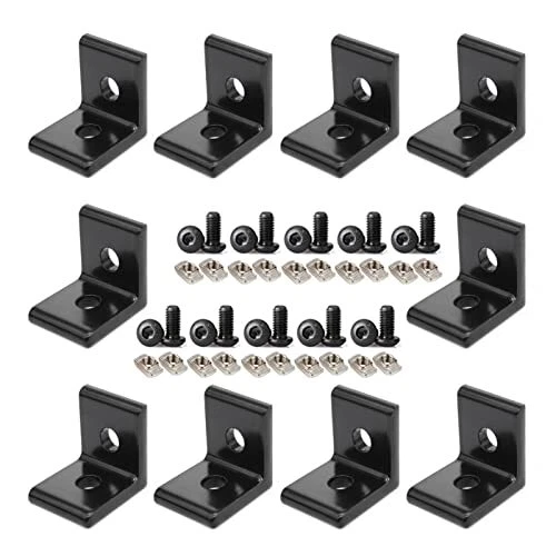10pcs Aluminum Extrusion 2020 Aluminum Profiles Corner Brackets with 20Pcs M5...