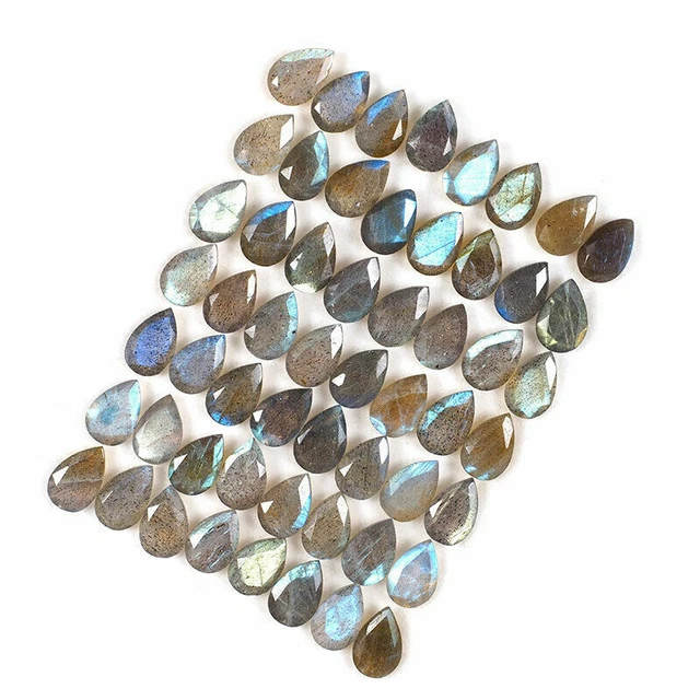 NATURAL LABRADORITE, PEAR-FACET, 9x6mm, 2 PIECES, UNUSUAL AFRICAN GEMSTONES