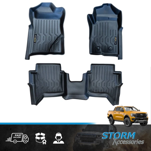 TAILORED FIT DEEP Rubber Mats For Ford Ranger Wildtrak 2023 On Double