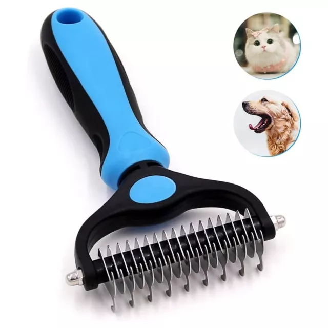 Pet Grooming Tool Brush Fur Hair Removal Comb Rake 2 Sided Dematting Brush