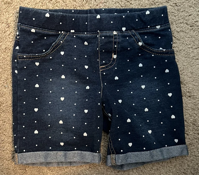 Girls Size 5 Jumping Beans Blue Knit Heart Rolled Shorts