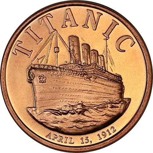 1 Unze 999 Kupfer - Titanic Schiff 1912 - Kupferbarren - Medaille - Selten