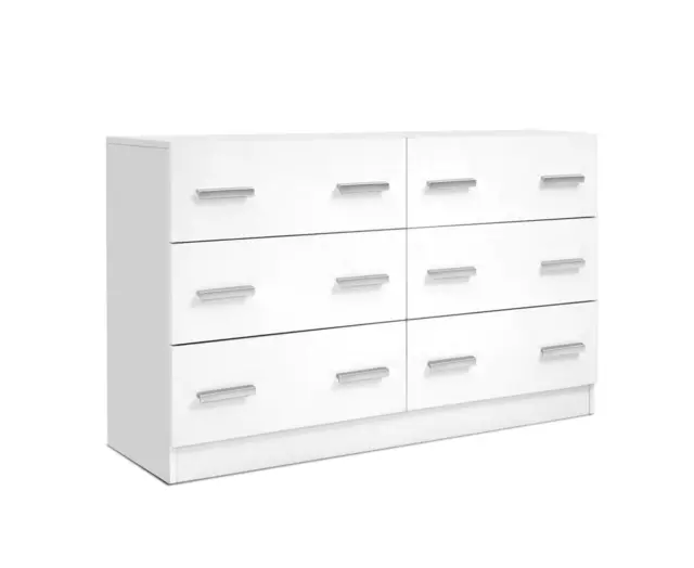 6 Chest Drawers Wardrobe Lowboy Dresser Organiser Storage Cabinet Bedroom WHITE 2