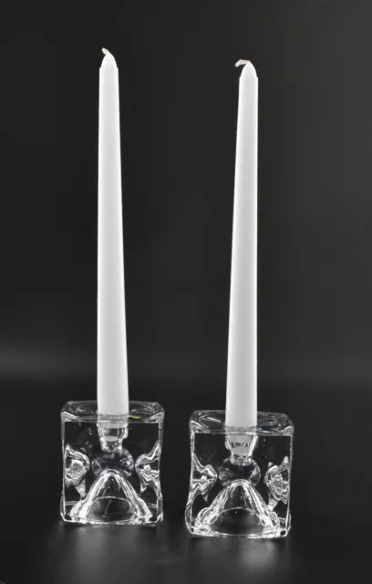 Vintage Peill & Putzler Ice Cube Glass Candle Holders Taper Votive Set of 2 Vintage Peill & Putzler Ice Cube Glass Candle Holders Taper Votive Set of 2