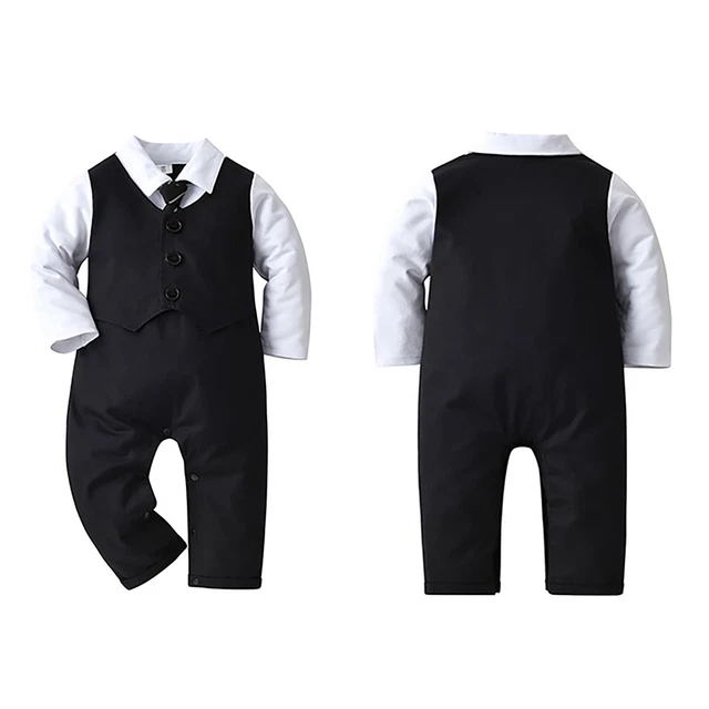 Tuta da gentiluomo bambino maniche lunghe mosca tuta con cappello abito festa 3