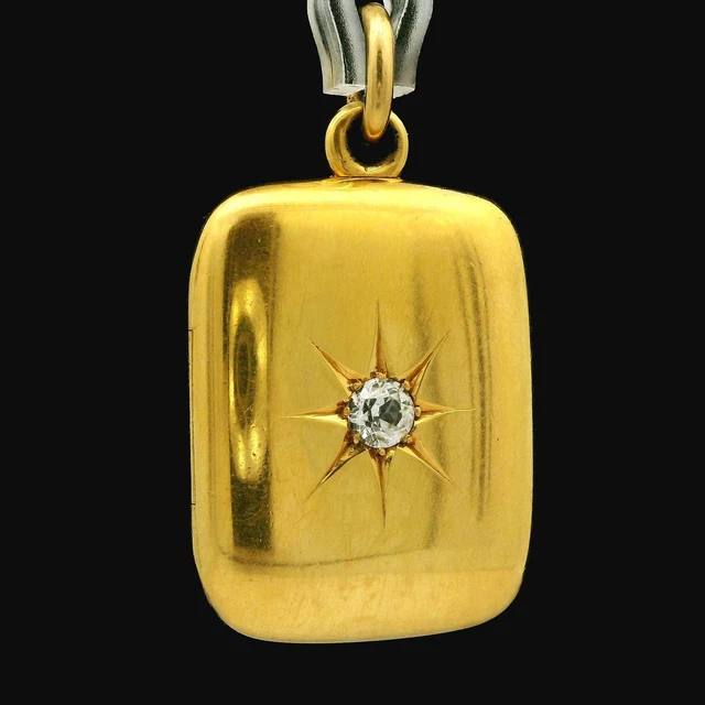 Opening Star Locket HEAVY ANTIQUE VICTORIAN Yellow Gold Star Pave Old Mine Open Locket ...