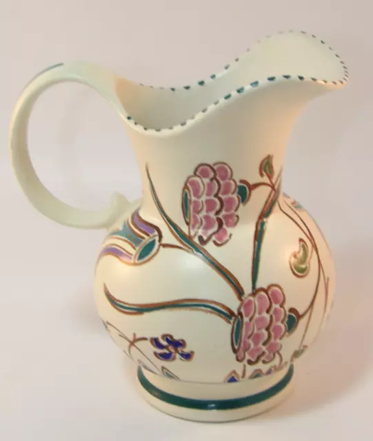 Honiton Pottery Devon 1 1/4 Pint Hand Painted  Floral Pitcher Jug  1980s VGC 2
