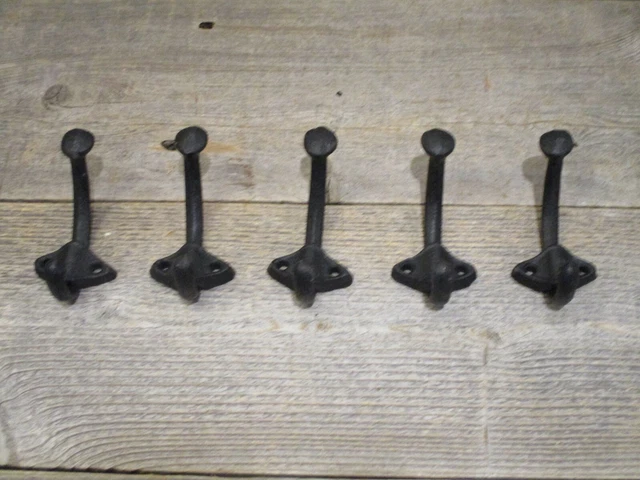 5 Cast Iron BLACK U-Shape Hooks Coat Hat Sweater Towel Bathroom Kitchen Cups