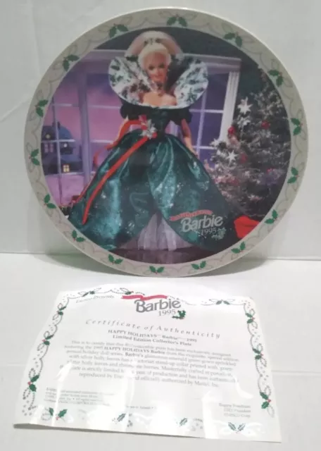 Happy Holidays Barbie 1995 Limited Edition Collectors Plate Christmas #12.088