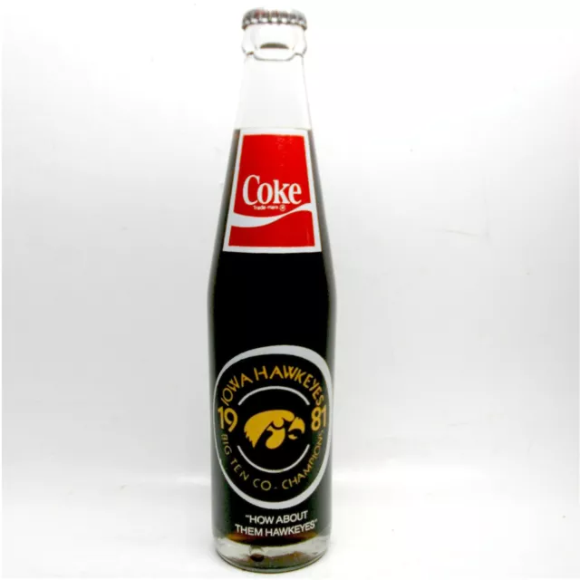 Iowa Big Ten Co. Champions 1981 Hawkeyes Rose Bowl Coca Cola Coke Sealed Bottle