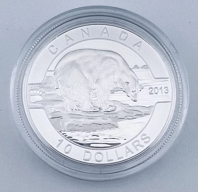 2013  Canada 9999 Silver $10 Dollars  Coin -  Polar Bear