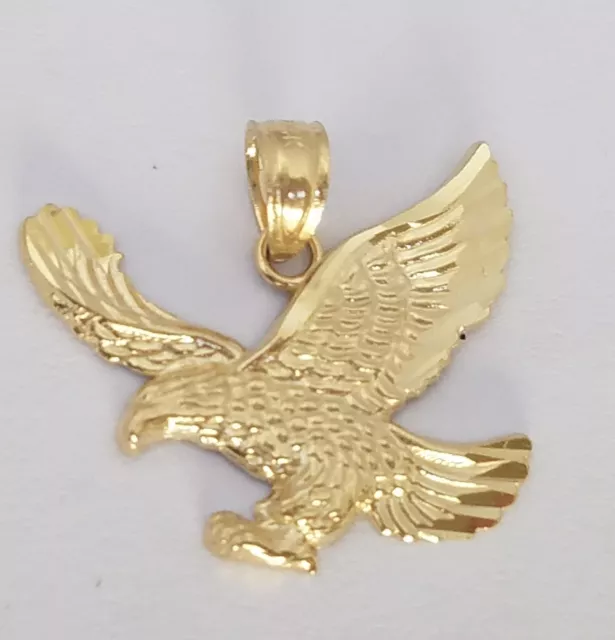 SOLID REAL 14K Yellow Gold Eagle Pendant charm .70 inch long $117.40 ...