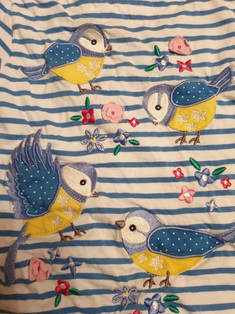Jojo Maman Bebe Age 4-5 Blue Tit Bird T Shirt Top VGC 3