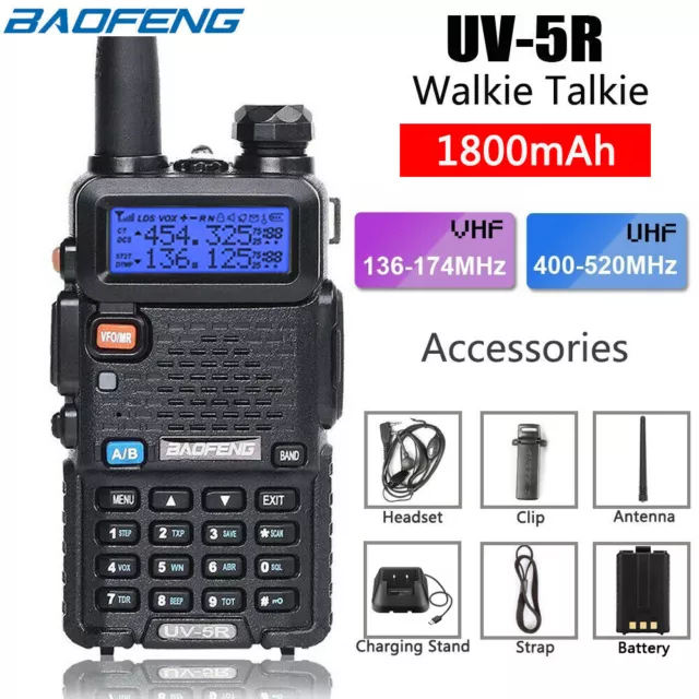 Baofeng UV-5R VHF/UHF Dual Band USB Two Way Ham Radio Walkie Talkie Earphone